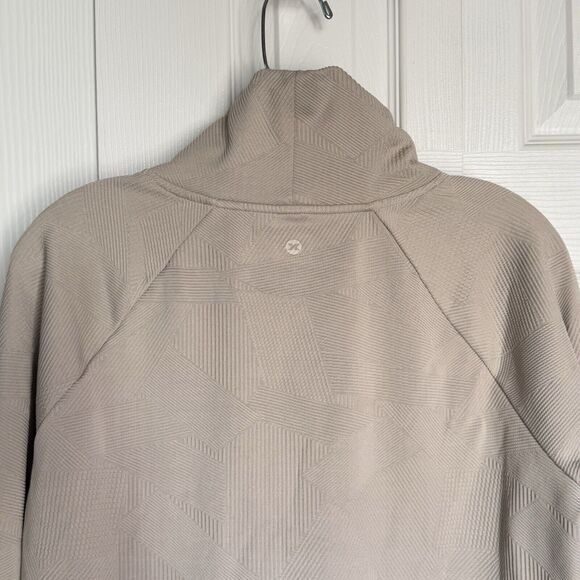 RBX Relaxed Beige Loose Fit Pullover Quilted Cowl Mock Neck Sweatshirt M - Picture 4 of 16
